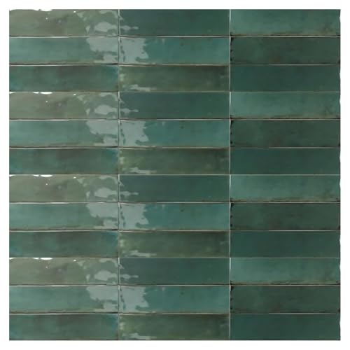 Tenedos Almeria Handmade Glossy Verde Green 3x11 Subway Porcelain Tile