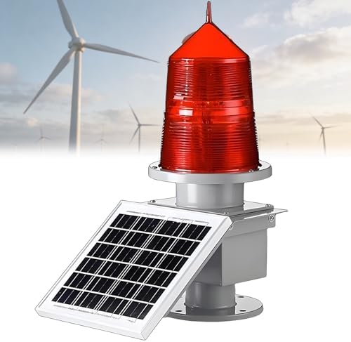 15W Solar LED Obstruction Light, Low Intensity Strobe Beacon with Photoelectric Tube for Rooftop, Fishing Boats, Urban High-Rise Buildings, GZ155