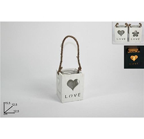 Lanterna con base legno colore bianco