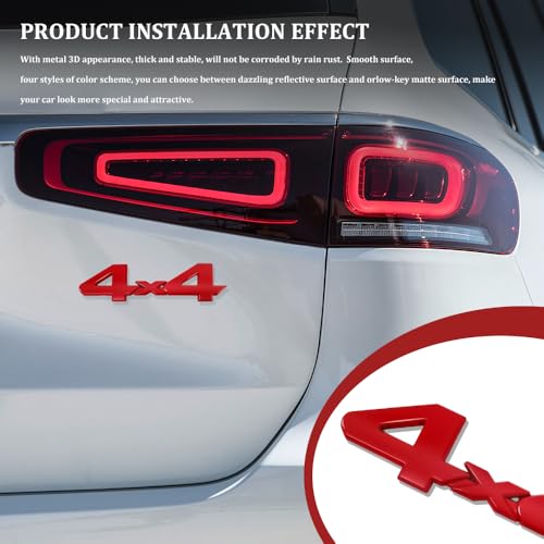 Image of 4x4 Emblem Sticker, Metal Car Emblems, 3D Fender Badge Decal Car Sticker, Universal 4X4 Emblem Badge 3D Logo Car Exterior Accessories Fit for SUVs Trucks Pickups (4X4, Red)