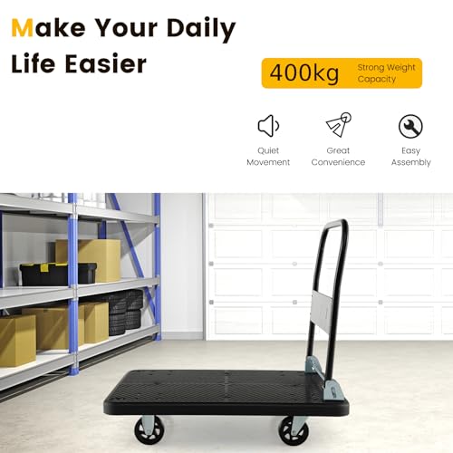 Carrello da cucina pieghevole con ruote, carrello con piattaforma resistente, per casa, supermercato, magazzino e trasloco