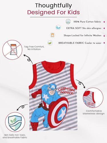 Image of BODYCARE Kids Boy's Regular Fit Vest | 100% Cotton| Skin Friendly | Lightweight | Sleeveless Designs | Cartoon Character | Pack of 3 Print
