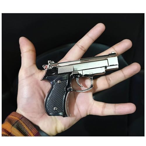 Image of Mini Beretta Pistol Shape Windproof Jet Flame Refillable Refillable Without Gas Small Pistol /Gun Shaped Heavy Metal Pocket Lighter Pocket Lighter (Silver)