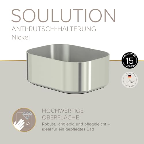 Lenz® SOULUTION Universalhalter in Nickel – Stablier Stand durch Anti-Rutsch-Pad – Aufbewahrung für Kleinteile – Ergänzung für Seifenspender und Zahnputzbecher – Einfache Reinigung – 3518422