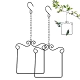 Hummingbird Swaying on Its Perch Metal Swing, Hummingbird Swings and Perches Metal Frames with Wooden Dowel, Hanging Bird Swing for Feeder Tree Branch Garden Patio (2 pièces)