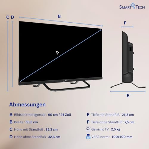 Smart Tech 24QV02V QLED Fernseher 24 Zoll VIDAA Smart TV mit HD Auflösung – Ansicht 3