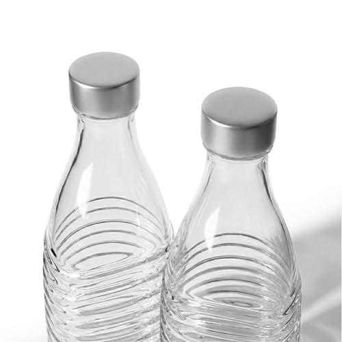 Nordiqo Edelstahl-Deckel für SodaStream Crystal Glaskaraffe 700 ml - 2er Pack - Plastikfrei - NICHT passend für 1L Duo/Terra/Kunststoff - Ersatzdeckel - OHNE Flaschen
