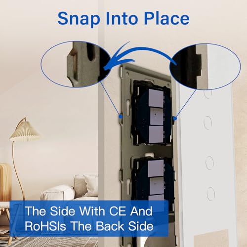 BSEED Touch Lichtschalter mit Steckdosen doppelte 2 Fach 1 Weg Wandschalter mit einer Steckdose Unterputz Touchscreen-schalter mit Glasrahmen 228mm Wei&szlig;