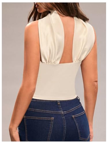 SHENHE Women's Y2k Halter Tube Tank Crop Top Slim Fit Strapless Scarf Top Going Out Shirt2