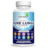 Pure Lungs Support – 10-in-1 Lung Cleanse & Detox Supplement for Smokers & Respiratory Health – with Quercetin, NAC, Cordyceps, Pine Bark, Vitamin C & Butterbur – 60 Capsules