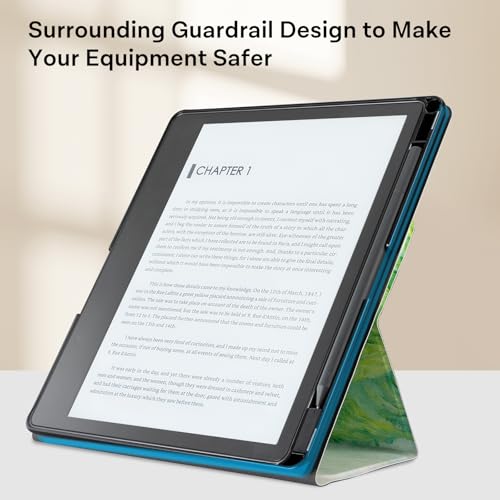 Image of CoBak Case for Tablet Reader - All New PU Leather Cover with Auto Sleep Wake Feature for Tablet Reader 10.2 inch 2022 & 2024 Released with Pen Holder (not Compatible with Remarkable),Green Wheat Field