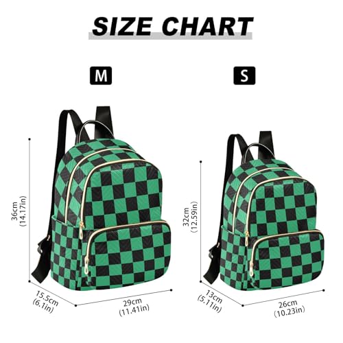 Image of ALAZA Black Green Checkered Plaid Women Backpack Purse Ladies Fashion Shoulder Bag Daypack Travel Bag 10L