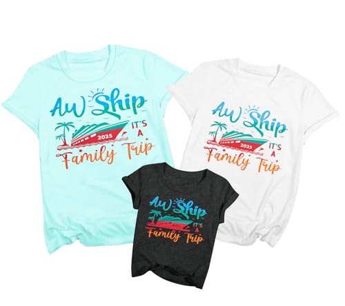 2025 Family Cruise Shirts It's A Family Trip Shirt Making Memories Together Cruise Ship Short Sleeve Tops, White B, M
