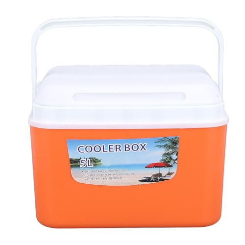 Phefop Nevera Portátil, Nevera Dura Aislada de 5L, Perfecta para Viajes y Actividades Al Aire Libre, Gran Capacidad para Bebidas y Alimentos (ORANGE)