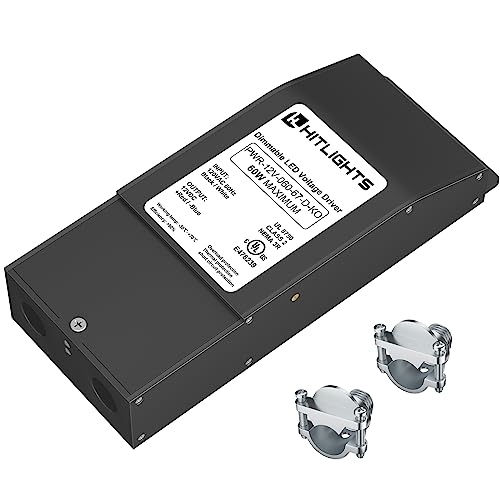 HitLights 60W 12V DC LED Dimmable Driver, 120V AC Input to 12V DC Output Class 2 LED Transformer, Compatible with Lutron and Leviton for LED Strip Lights Black