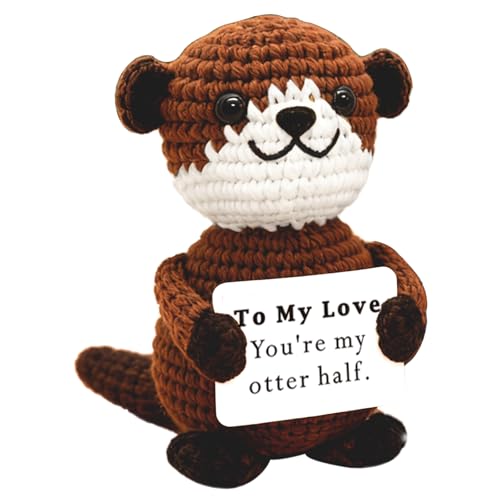 Valentine's Day Gifts for Men Women Husband Wife Handmade Otter Anniversary Christmas Birthday Sea Otter Decor Gifts Funny Emotional Crochet Animals Stocking Stuffers for Boyfriend Girlfriend