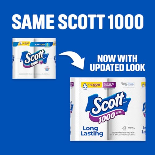 Scott 1000 Sheets Per Roll, 12 Toilet Paper Rolls, Bath Tissue - 4
