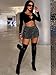 ELLEVEN Mini Cargo Skort for Women High-Stretch Low Waist Denim Women's Jean Skirt Casual Trendy Summer Skort with Pockets Going Out Black X-Large