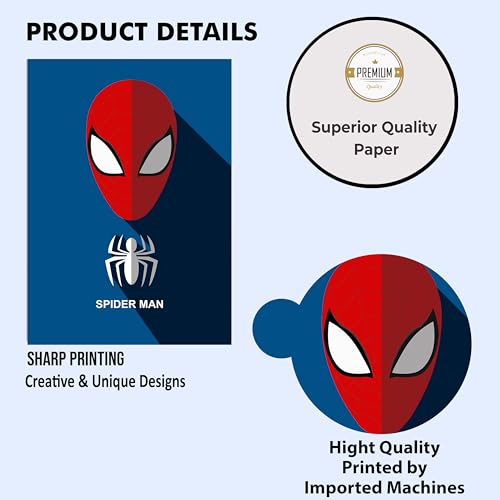 Image of WONDER HUB Wall Posters 8x12 inch (A4 Size) Included Self Adhesive on Back Wall Decor Posters Wall Art For Bedroom, Living room, Office, Dining Room (Superheroes)