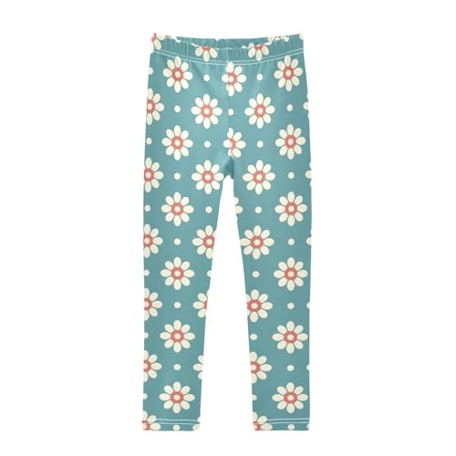 Simple Cute Floral Prints Girls Leggings Soft Comfortable Athletic Leggings Dancing Pants for 4-10 Years