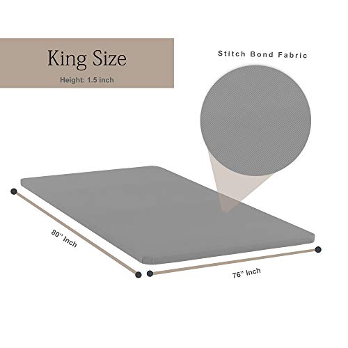 Mattress Solution Wood Split Bunkie Board/Slats,Mattress Bed Support,Fits Standard King Size (2 Halves Included), Grey
