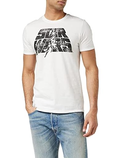Star Wars Camiseta con Logotipo Retro Hombre, Blanca, L UK | Ya disponible en tu tienda friki favorita! En mundofriki.es!