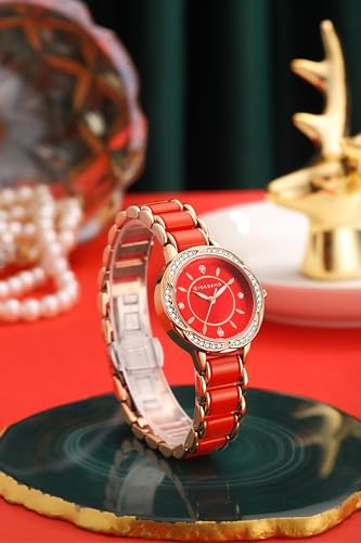 Image of Giordano Flower Case Watch for Women with Crystal-Studded Bezel, Diamond Hour Markers & Dual Tone Stainless Steel Strap