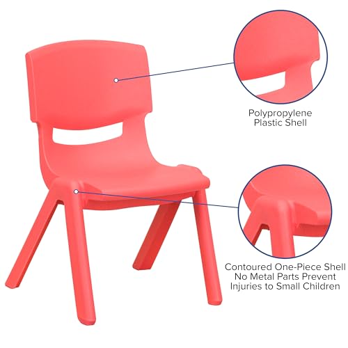 Image of EMMA + OLIVER Red Plastic Stackable School Chair, 10.5 inch Seat, 4-Pack