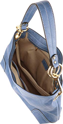 B Brentano Vegan Leather Large Hobo Shoulder Bag With Snap Hook Hardware (Denim.) #TOP5