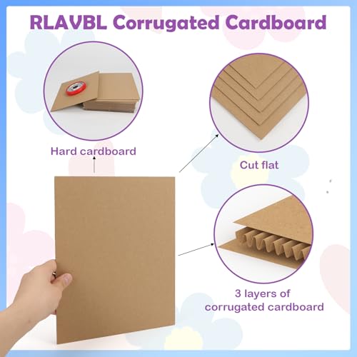 Image of RLAVBL 100 Pack 11x14 Corrugated Cardboard Sheets, Flat Cardboard Inserts for Shipping, Mailing, Packing, DIY Crafts