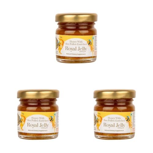 Image of Shiva Organic Honey With Bee pollen Enriched Royal Jelly 5000mg Natural Dietary Supplement (50 g) (Pack of 3)