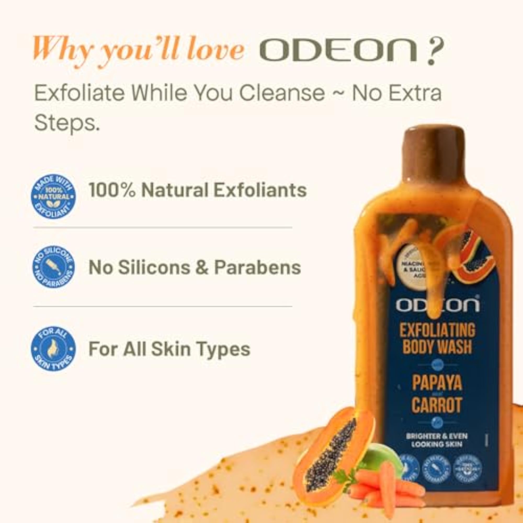 Papaya & Carrot Exfoliating Body Wash for Glowing Skin