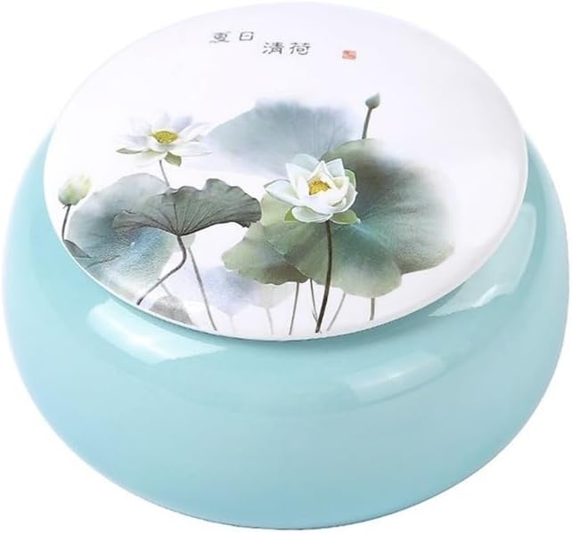 Tea Container Ceramic Tea Canister With Lid Home Storage Jar For Loose,Coffee Beans,Herb,Candy,Spices,Nuts(Green)