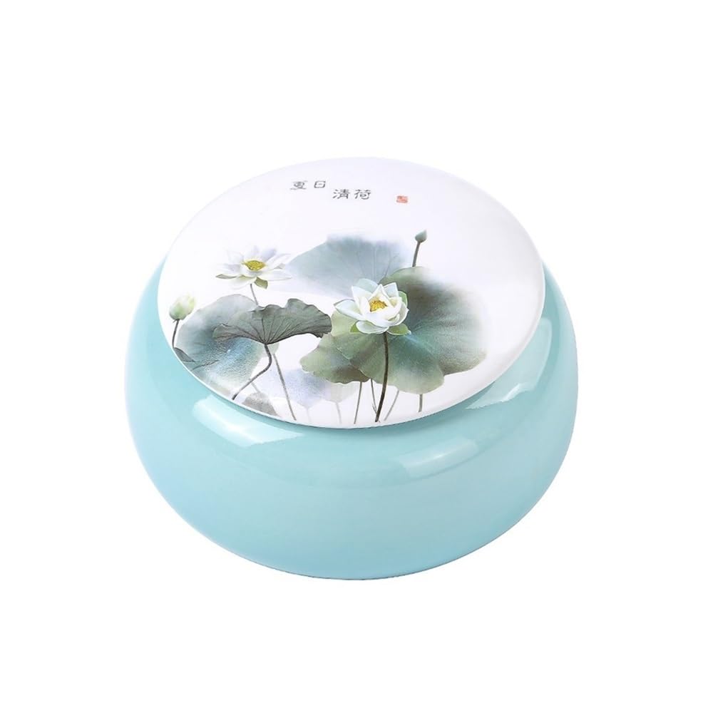 CHENGAIJIAN Tea Canister Ceramic Tea Canister With Lid Home Storage Jar For Loose,Coffee Beans,Herb,Candy,Spices,Nuts(Blue)