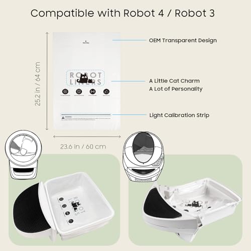 AWoHH 90 Pack Cat Litter Box Robot Model 5/4/3 Waste Bags, Tear-free, Transparent, Sensor-compatible, Automatic Litter Box Liners Bags, 9-11 Gallon Capacity - Thumbnail 2