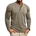 Mens Shirts Long Sleeve Casual Classic Henley Cotton T-Shirts Lightweight Button Tee Shirts Khaki