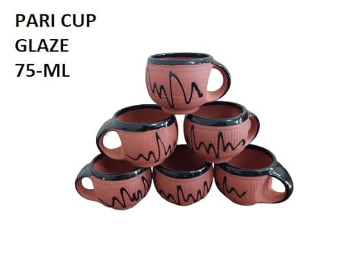 Adhaata Ceramic 6 Pc Kulhar Kulhad Cups Traditional Indian Chai Tea Cup Set Of 6, Camping Mug, Coffee Mugs (75 Ml) (Pari Cup) #TOP5