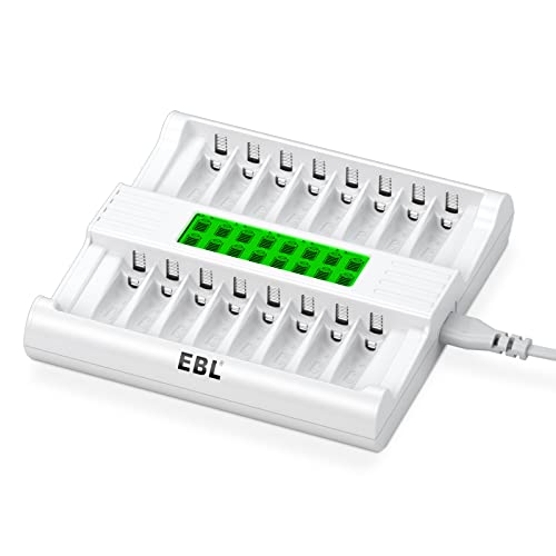 Chargeur de piles ultra rapide EBL à 16 canaux avec détection automatique et grand écran LCD