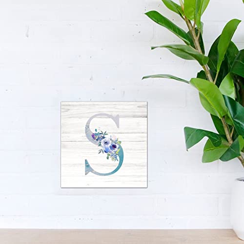 Lettre S en bois effet marbre premium - Monogramme floral raffiné - 5