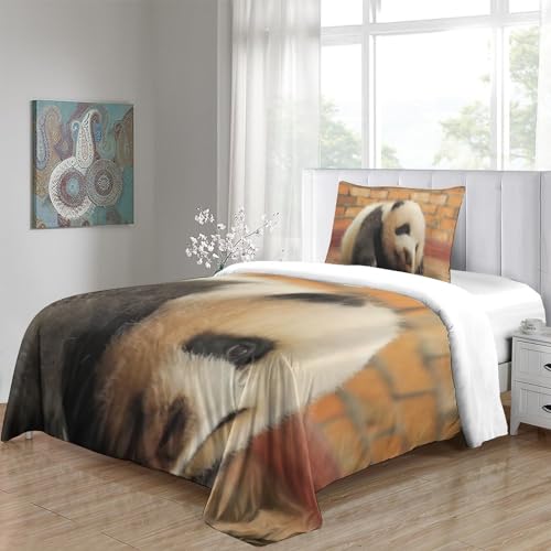 Housse de couette panda 135x200 lit simple infroissable et doux - 5