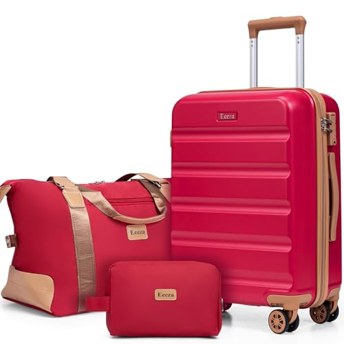 Image of 3 Piece Hardshell Luggage Set(20 inch /DB /TB,Red)