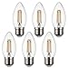 Produktbild SD LUX E27 C35 LED Lampe, 4W Filament Kerze Glühbirne, Klar, 40W Entspricht Glühlampe, 2700 K Warmweiß 420LM, Torpedo Form Bullet Top, nicht dimmbar, 6er Pack