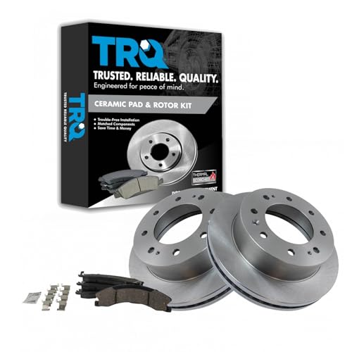 TRQ Front Brake Pad & Rotor Kit Ceramic Compatible with 2016-2019 Chevrolet Suburban 3500 HD