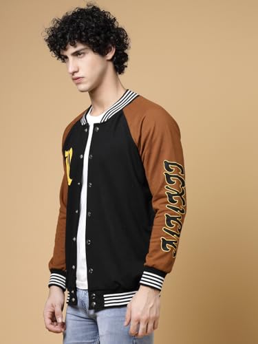 Image of Rigo Varsity Jacket for Men | Streetwear Varsity Jacket | Puff Print Varsity Jacket | Oversized Varsity Jacket for Men