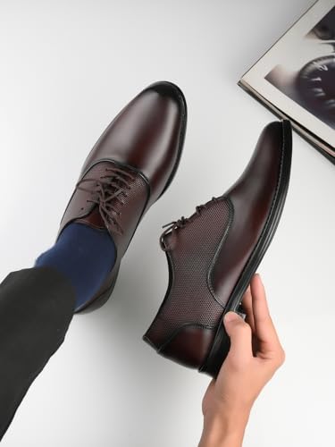 MACTREE Men's Genuine Leather Derby Lace Up Formal Shoes Price