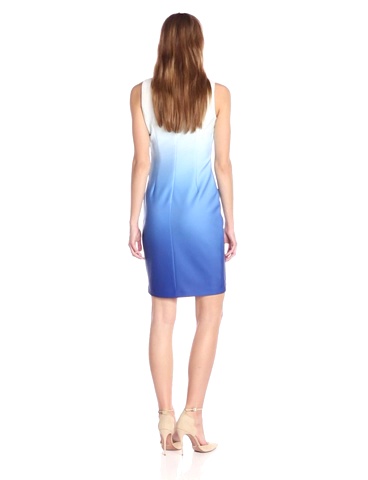 Calvin Klein Women's Sleeveless Scuba Starburst Sheath Dress, Blue Multi, 2  at Amazon Women's Clothing store