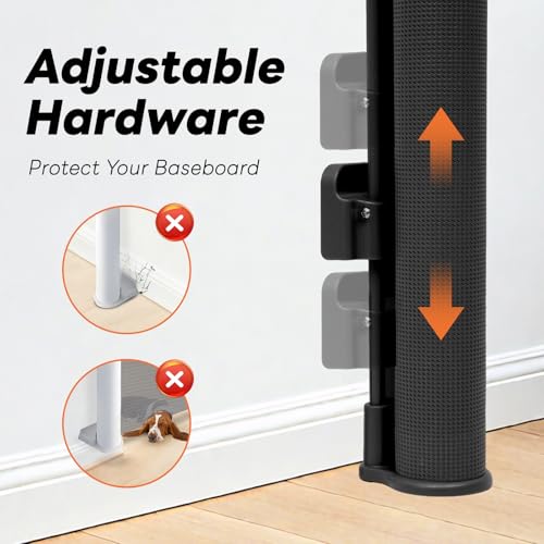Retractable Baby Gate for Stairs and Doorways, 55" Wide x 33" Tall Mesh Dog Gate for Indoor & Outdoor Use, Safety Gate for Babies and Pets, Child Gates for Hallways, Hardware Mounted, Black - Image 6