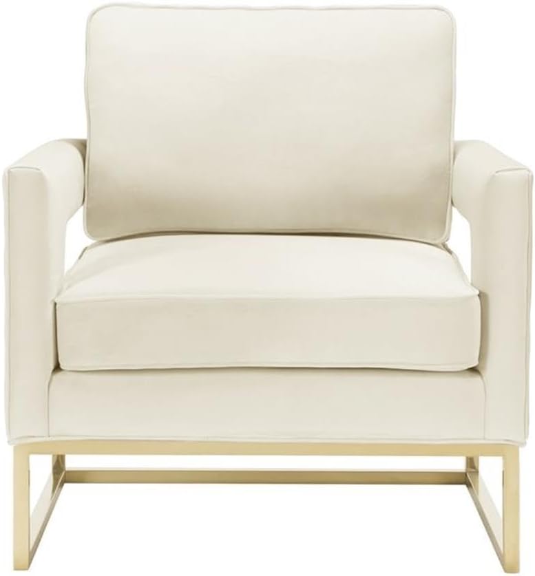 Tov Furniture Avery Upholstered and Metal Accent Armchair (Cream)