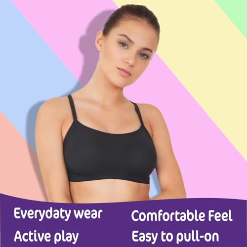 Image of Pack of 3 & 6 Solid Beginner Bras for Girls /Kids: Half Slips & Camisoles (in, Age, 13 Years, 14 Years, Regular, Black, White & Skin)