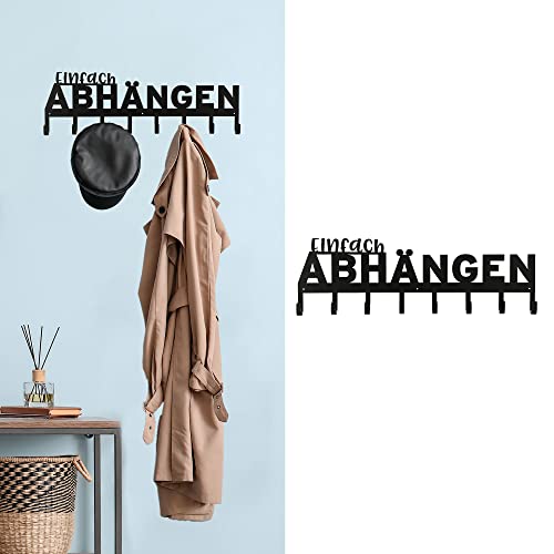 Cepewa Garderobenleiste zum Aufhängen Einfach Abhängen | Spruch 8 Haken 70x22x5cm Eisen | Kleiderhaken Hakenleiste (1 x Garderobenleiste Einfach Abhängen)